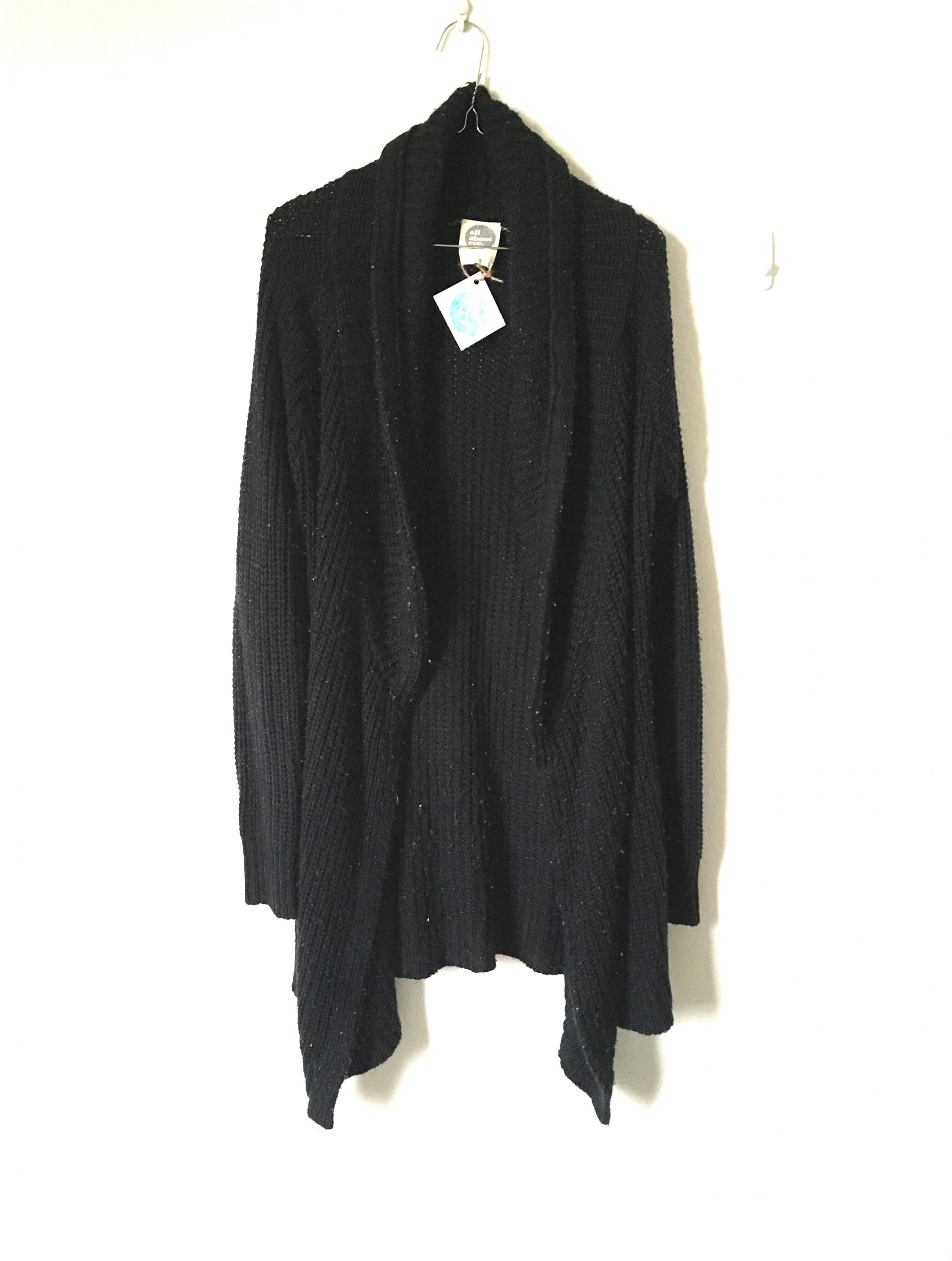 IMPERFECT All About Eve Black Long Chunky Knit Cardi - The Re: Club