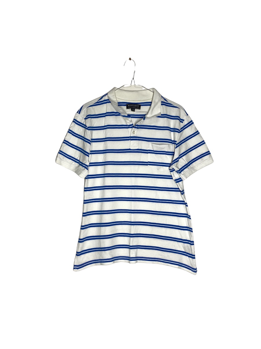 Men's Mantaray White & Blue Polo Shirt - Size M - The Re: Club